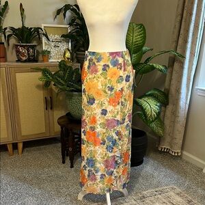 Floral Maxi Skirt with Ruffle Slit